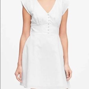 Banana Republic mini linen blend white dress